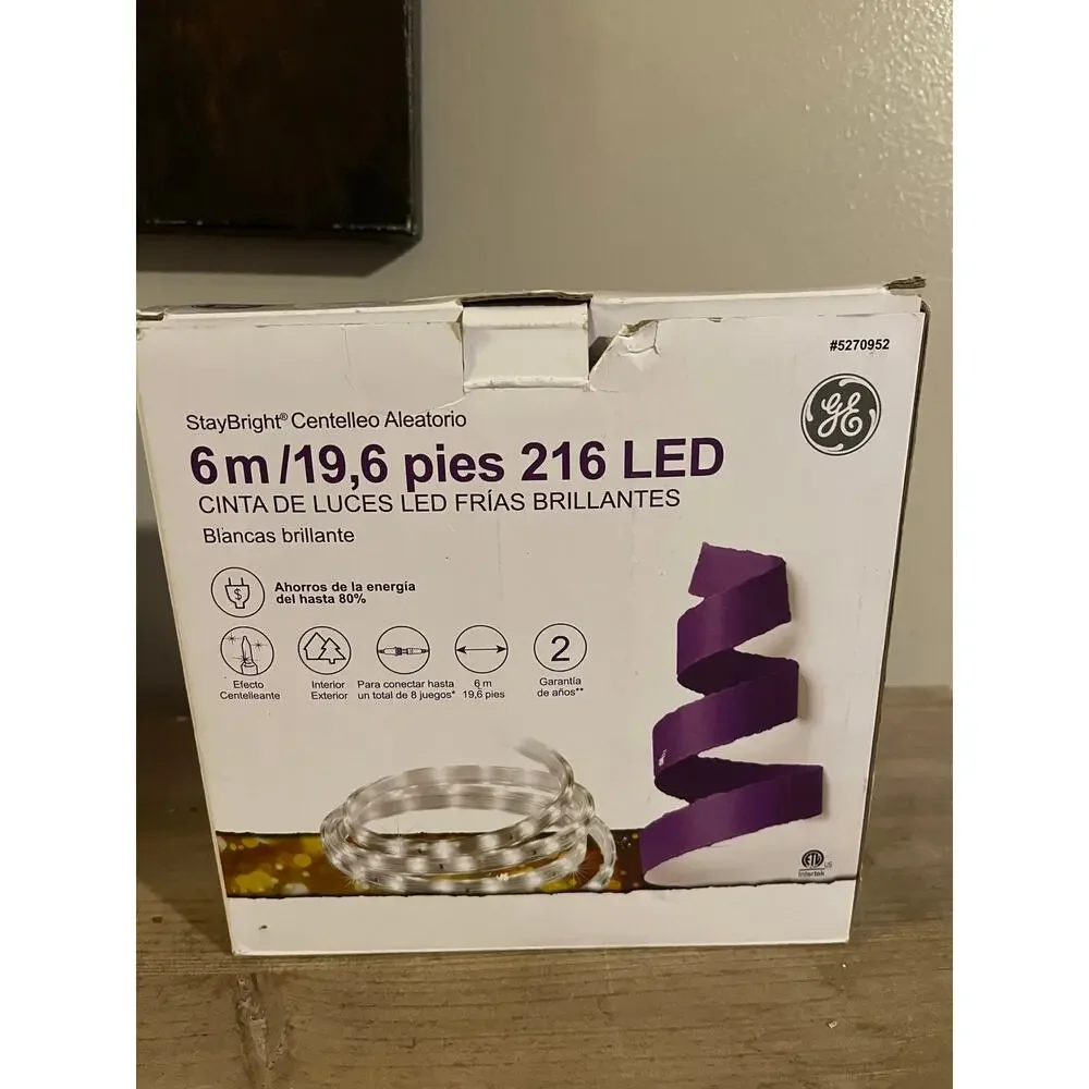 Cool bright LED tape light 19.6 feet bright white non-flashing‎